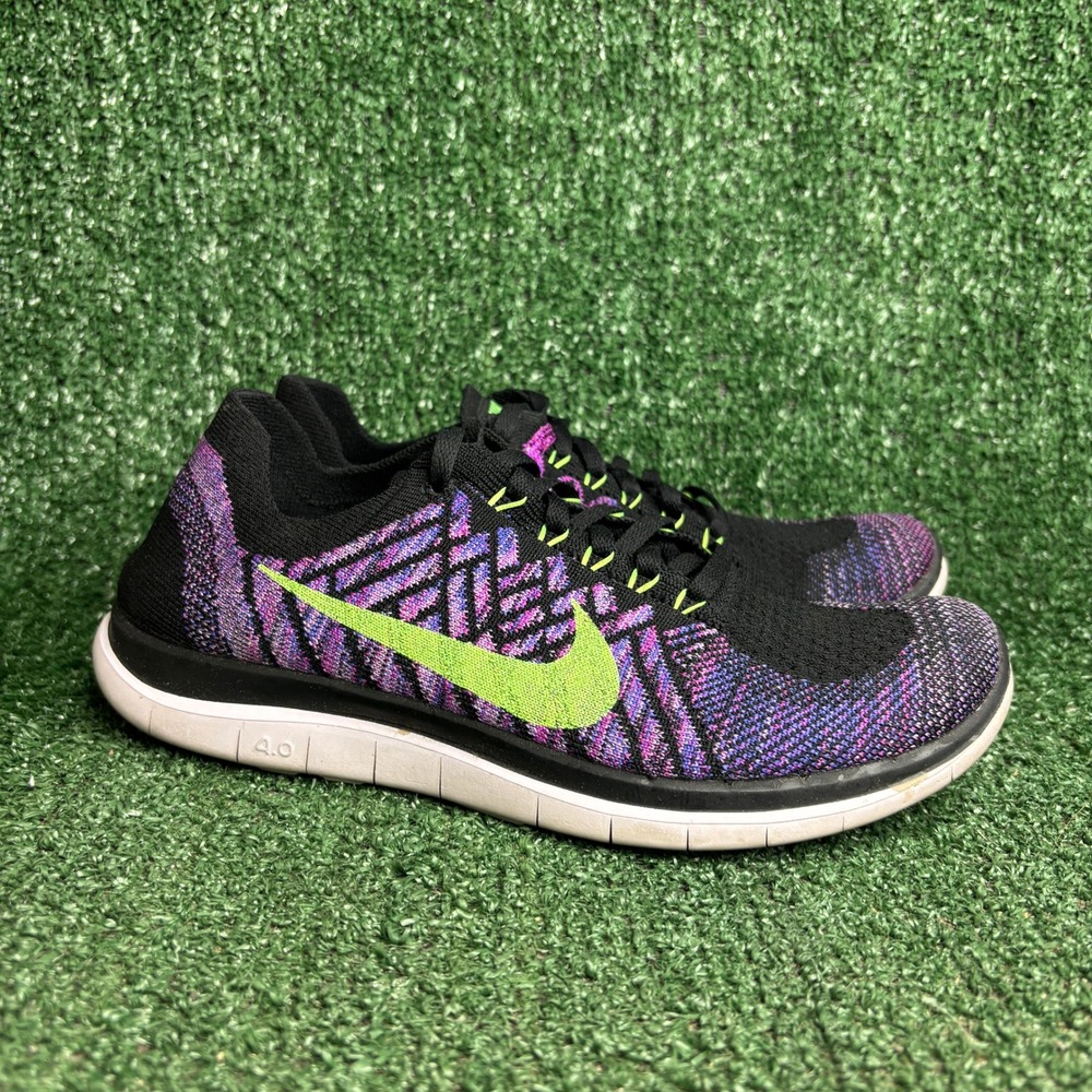 Nike Free‎ 4.0 Flyknit Athleisure Athletic Running Shoes Black Multi Womens Sz 8